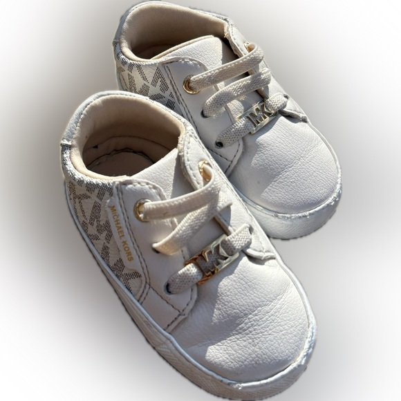 Michael Kors Other - Michael Kors Baby Sneakers – White MK Logo Lace-Up Shoes size 3c